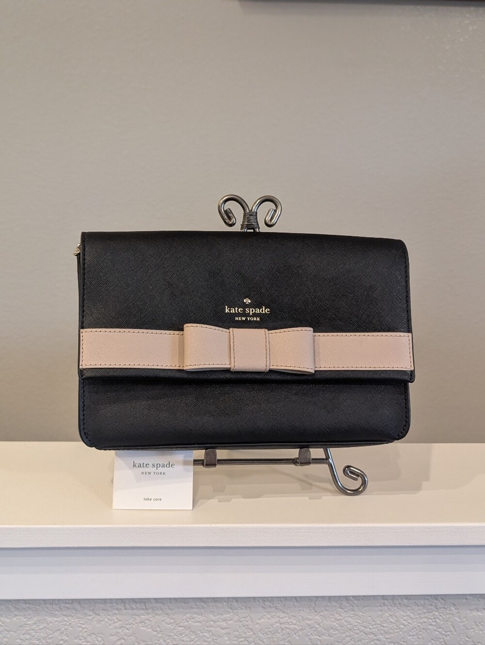 kate spade Black with Blush Bow Crossbody Bag